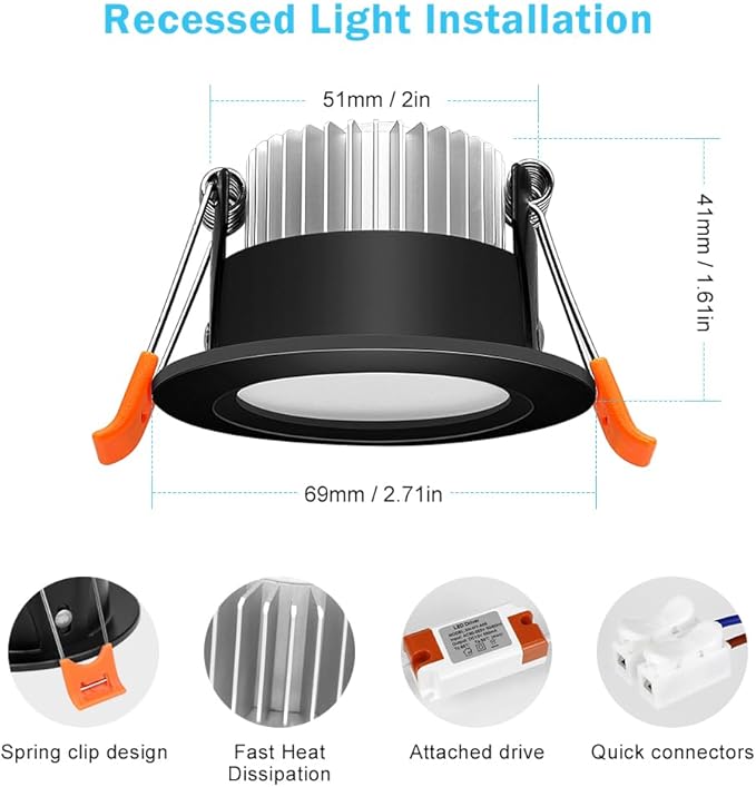 inShareplus 2 Inch Smart Recessed Lighting, 6 Pack WiFi Black LED Downlight 5W - Image 3