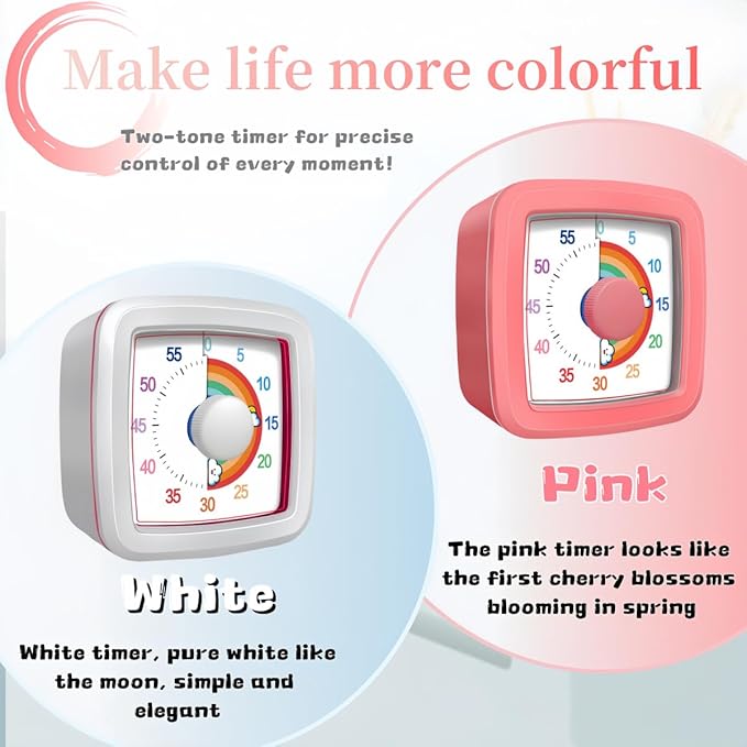 Visual Timer for Kids Adults, 60-Minute Countdown Timer for Classroom, Pomodoro - Image 6