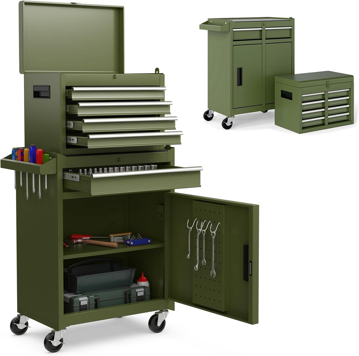 ironmax 2-in-1 detachable rolling metal tool chest, 5, main product view