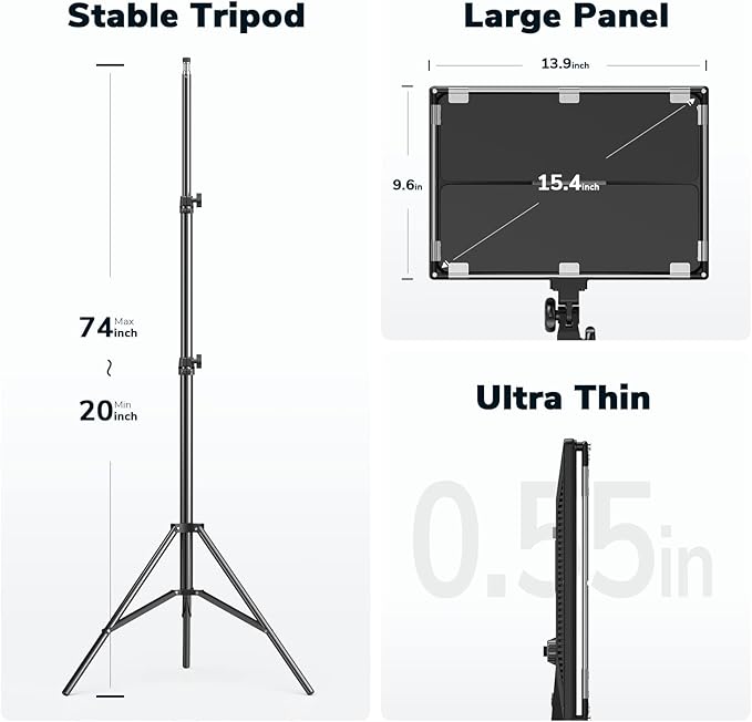 D50 Photography Lighting with Barn Door, 45W 3000K-8000K Dimmable Bi-Color - Image 6