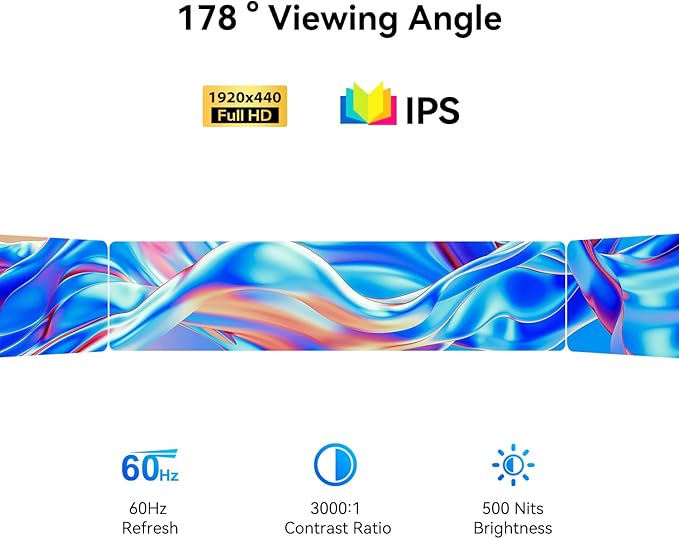 AISHICHEN 11.26" Mini Monitor FHD 1920x440 Small Wide Monitor - Image 2