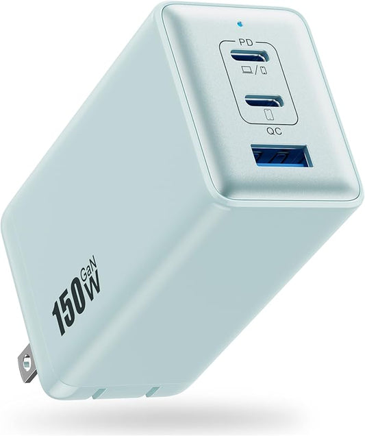 150W USB C Charger Block, GaN III Compact Foldable Wall Charger 3 Port Fast by Pxwaxpy