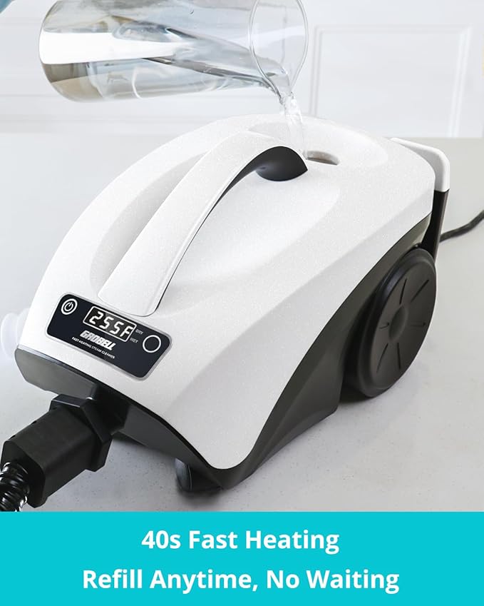 GROBELL Steam Cleaner: 40s Fast Heating-0.66Gal Large Tank-21 PCS Kit-No - Image 5
