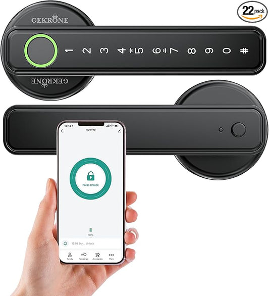 GEKRONE Fingerprint Smart Lever Lock TUYA APP Control Keyless Entry Bluetooth by GEKRONE