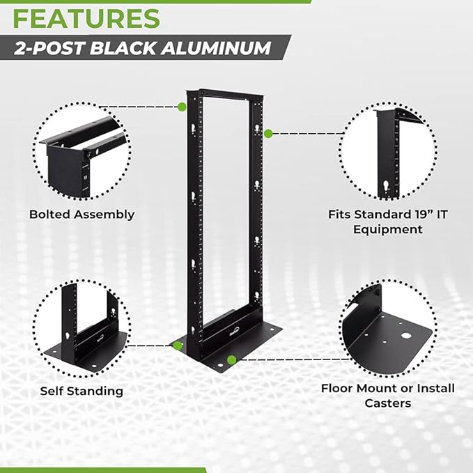 NavePoint 25U 2 Post Open Frame Server Rack - Image 2