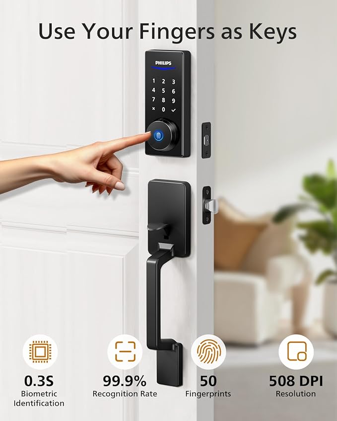 Philips Wi-Fi Smart Lock with Handle, Keyless Entry Keypad Door Lock with Handle - Image 5