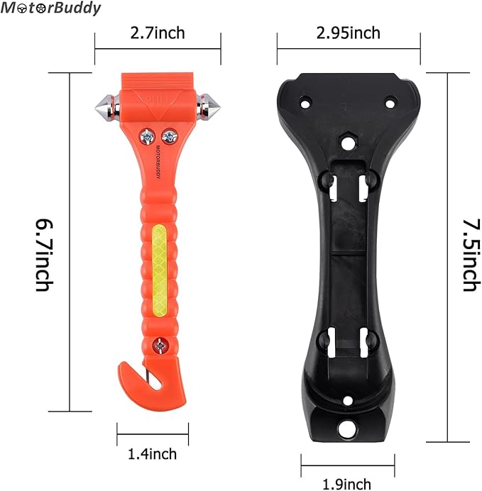 MOTORBUDDY 2-Pack Car Safety Hammer Seatbelt Cutter, Auto Emergency Escape - Image 2