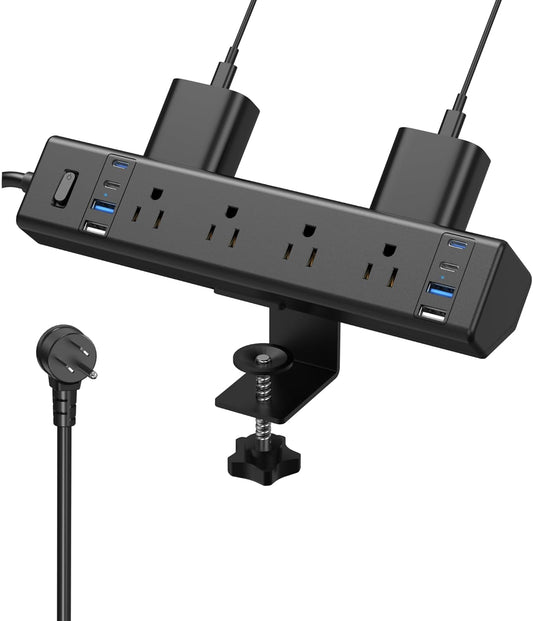 40W Fast Charging Station, Desk Clamp Power Strip, 4 USB-C Ports & 8 AC Outlets
