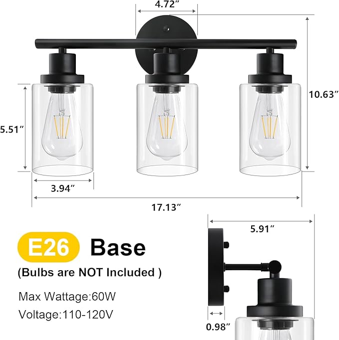 Unicozin Modern Bathroom Light Fixtures, 3 Light Vanity Lights, Living Room - Image 6