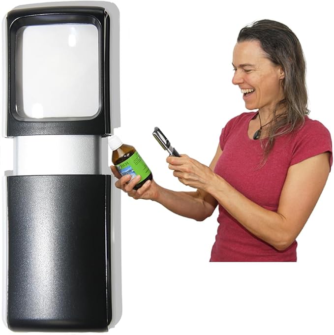 Small-Magnifying-Glass with LED-Light 3X Lighted-Pocket EasY Magnifier -Hand by ReclaimYourVisionDignity