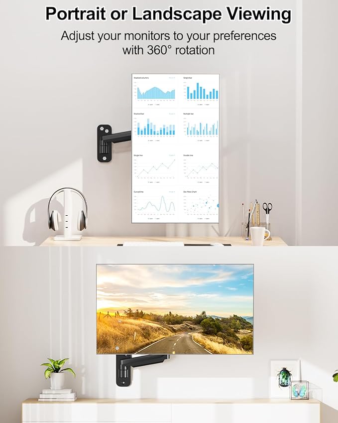 LIFTGO Monitor Wall Mount for 13 to 32 Inch Computer Screens, Height Adjustable - Image 5
