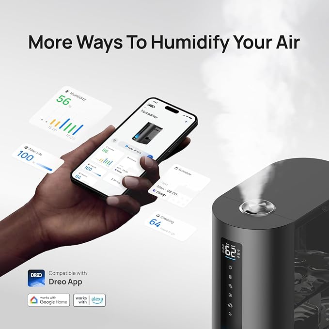 DREO 6L Humidifiers for Bedroom, Smart Warm & Cool Mist for Large Room - Image 3