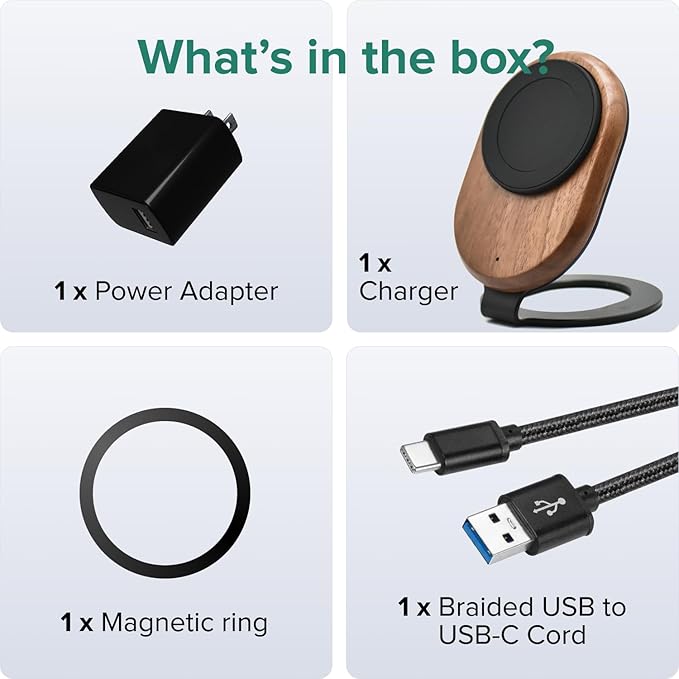 ARK Uno - Solid Wood MagSafe Stand Magnetic Wireless Charging Station w/Adapter - Image 8