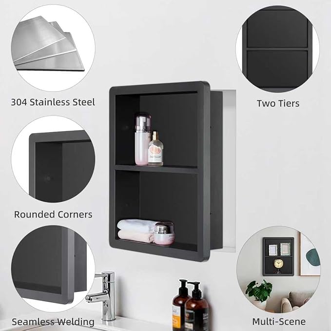 Shower Niche 14x18, Recessed Medicine Cabinet Without Mirror, 304 Stainless - Image 4