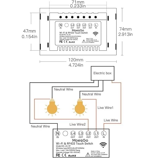 MoesGo WiFi Smart Wall Light Switch, Glass Panel, 2.4GHz Wi-Fi Touch Switches - Image 6