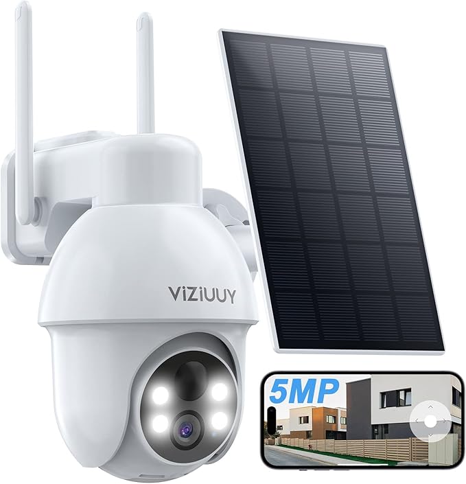 VIZIUUY 5MP Solar Security Camera Outdoor, Wireless Battery Powered Security by VIZIUUYSecurity