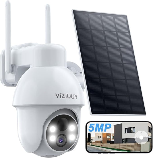 VIZIUUY 5MP Solar Security Camera Outdoor, Wireless Battery Powered Security by VIZIUUYSecurity