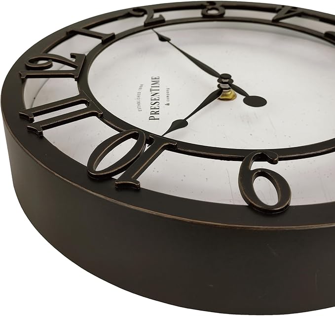 Presentime & Co 10" Farmhouse Series Wall Clock, Vintage Style, Retro Clock - Image 4