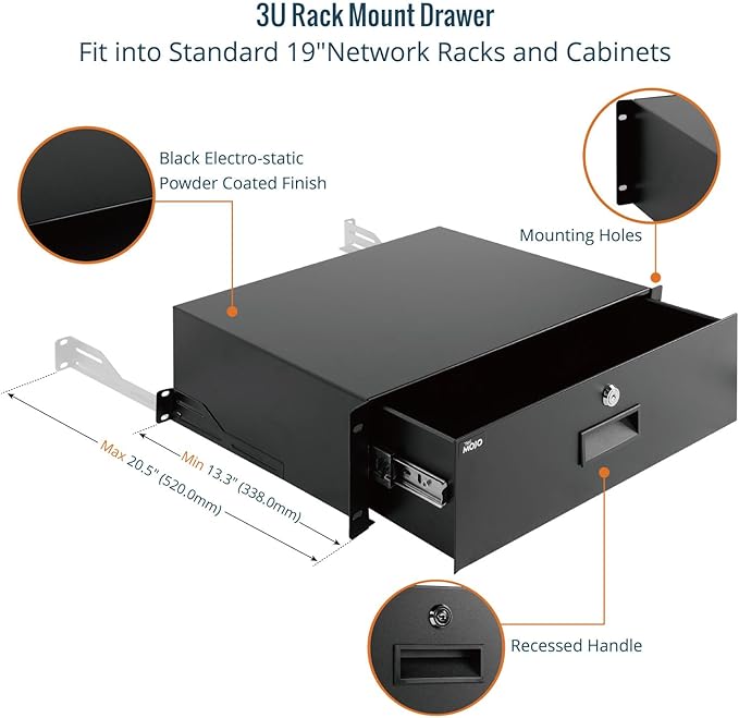 Tecmojo 3U Rack Drawer, Rack Mount Drawer - Image 4