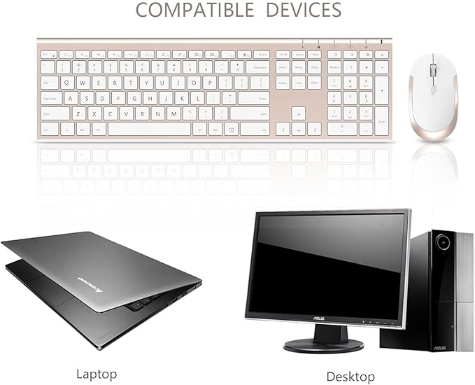Wireless Keyboard and Mouse, Vssoplor Rechargeable Quiet Full-Size Keyboard and - Image 7