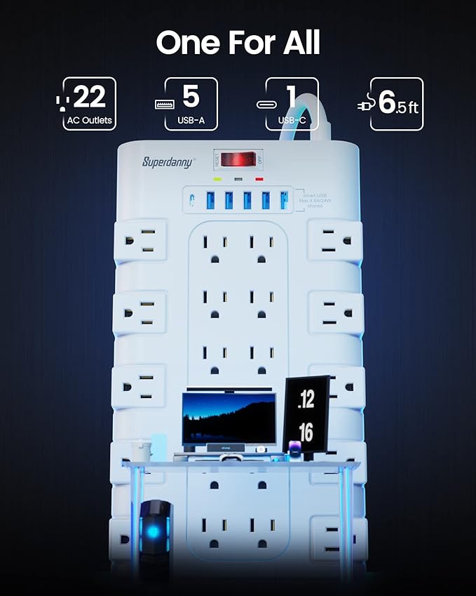 SUPERDANNY Power Strip Surge Protector - Image 2