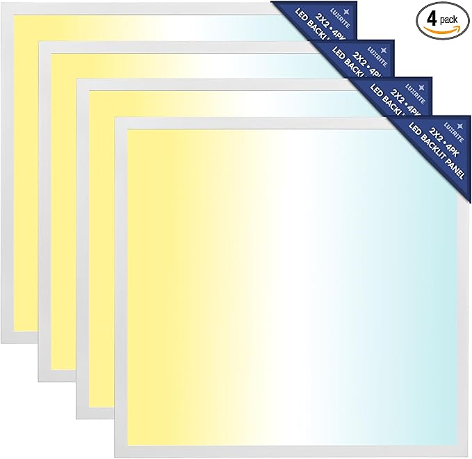 LUXRITE 2x2 FT LED Flat Panel Light, 5CCT Color Selectable 3000K 3500K 4000K by LUXRITE