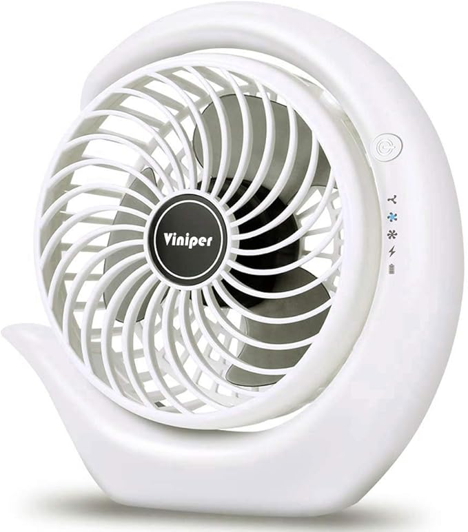Viniper Portable Rechargeable Fan, Small Desk Fan : 3 Speeds & about 8-24 Hours by ViniperUSA