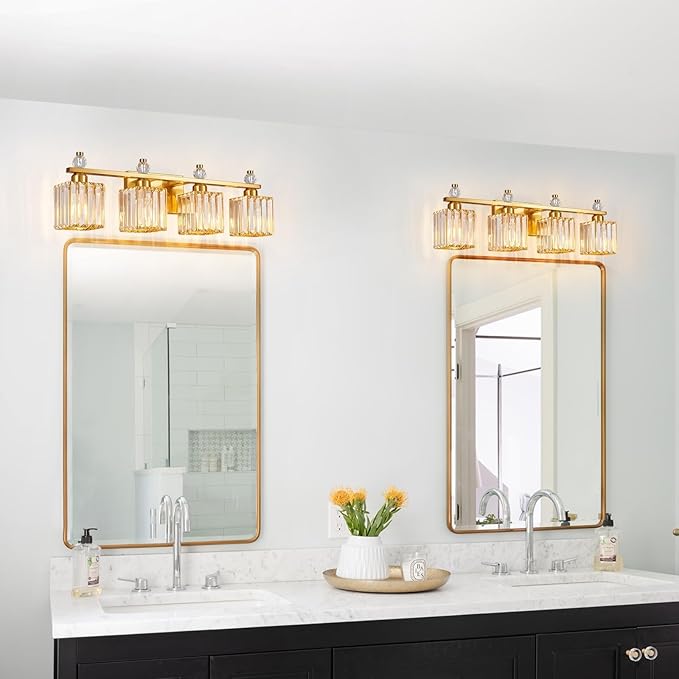 FDPBY Vanity Lights 4-Light Modern Crystal Vanity Light Gold Bathroom Light - Image 7