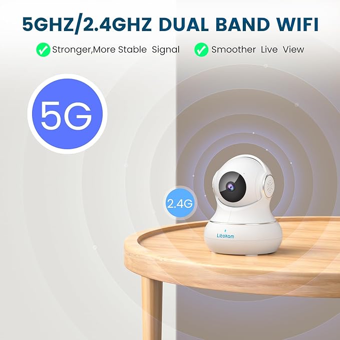 litokam 5MP Indoor Security Camera, 5G/2.4G WiFi Home Security Cameras - Image 3