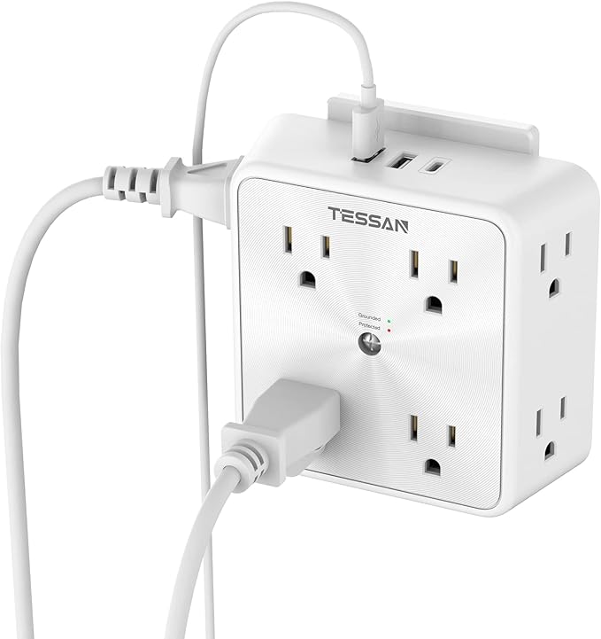 Surge Protector 8 Outlet Extender, TESSAN Multi Outlet Splitter by TESSAN