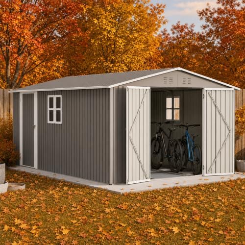 yopto 10x14 ft outdoor storage shed w/floor,metal shed, view 13