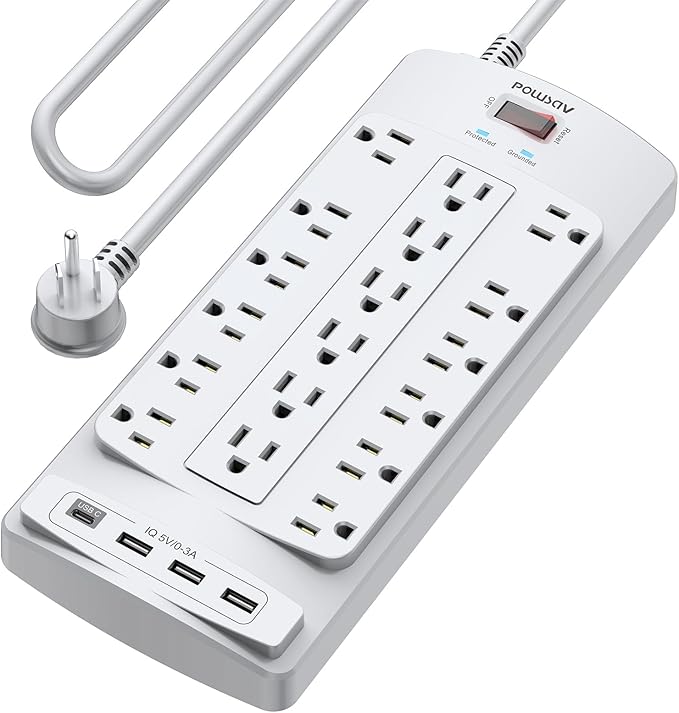 18 Outlets Surge Protector Power Strip by POWSAV