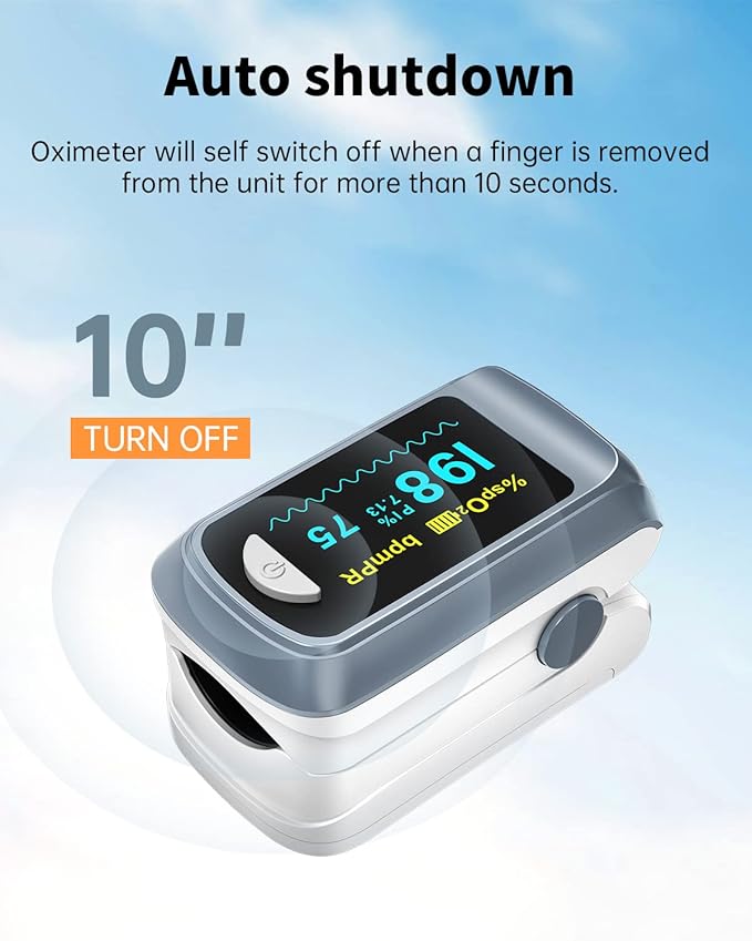 Fingertip Pulse Oximeter Blood Oxygen Saturation Monitor Pulse Ox, Heart Rate - Image 7
