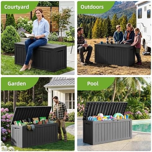 85 gallon outdoor storage deck box waterproof resin, package contents
