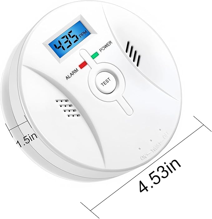 Carbon Monoxide Detector, Carbon Monoxide Alarm, Test Function and LCD Display - Image 2