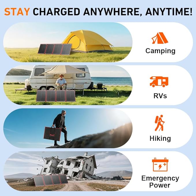DOKIO 200W Portable Foldable Solar Panel Kit, - Image 9