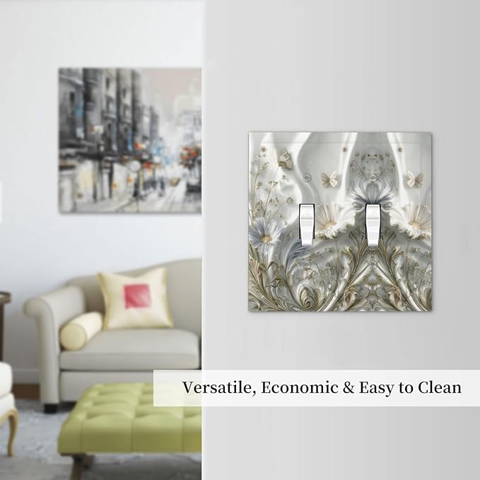 Bvtewkhz Boho Floral Wild Flower 2 Gang Double Toggle Decorative Light Switch - Image 6
