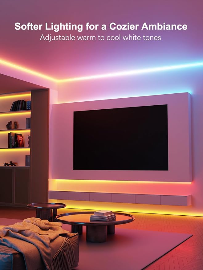 Smart LED Strip Lights with Covers 16.4ft, ‎RGB+WW+CW Strip Light Compatible - Image 4