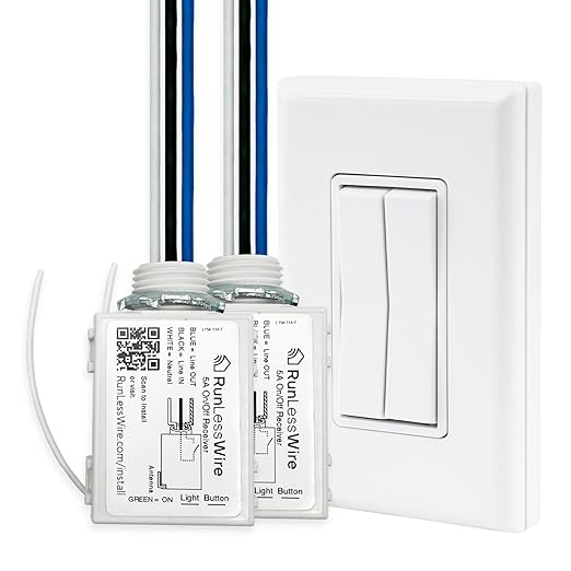 RunLessWire Fan & Light Battery-Free DIY Wireless Light Switch Kit 150ftRF by RunLessWire