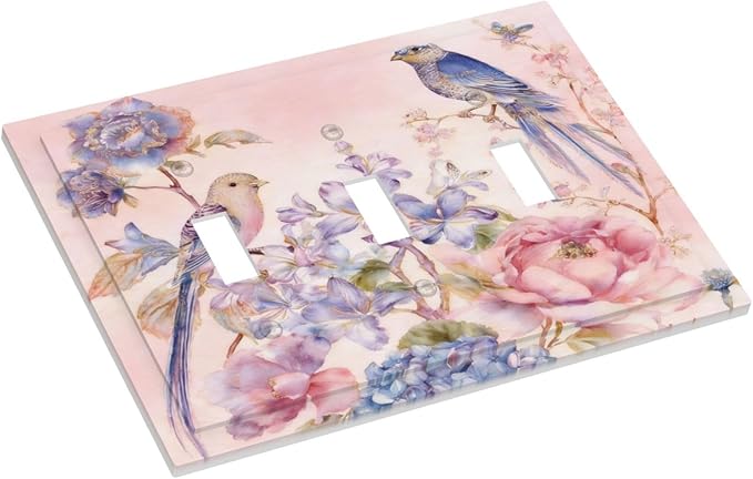 Bvtewkhz Floral Birds Morris 3 Gang Triple Toggle Decorative Outlet Covers - Image 3
