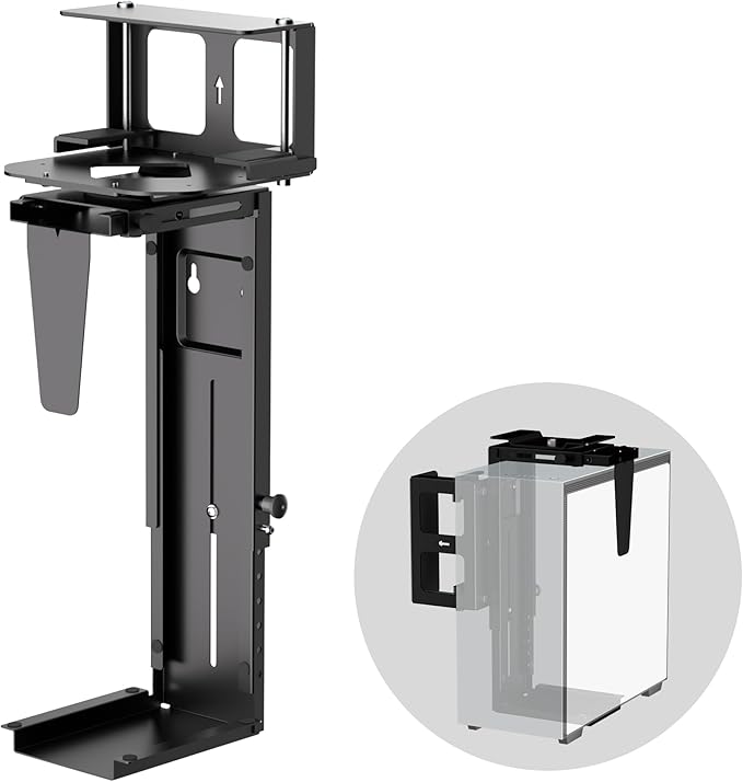 Pholiten Under Desk CPU Mount, Universal Desk Leg CPU Mount, 3.94 to 11.61 inch by PholitenMonitorArm