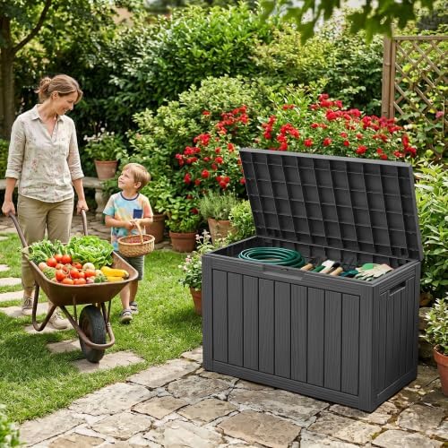drato 55 gallon outdoor storage box waterproof, lockable on a desk or shelf