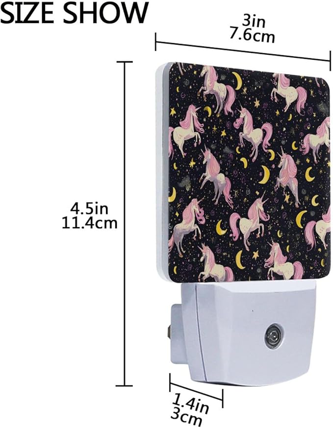 Pigsaly Led Night Light Unicorn Pink Horse Moon Night Light Plug in Wall Lamp - Image 3