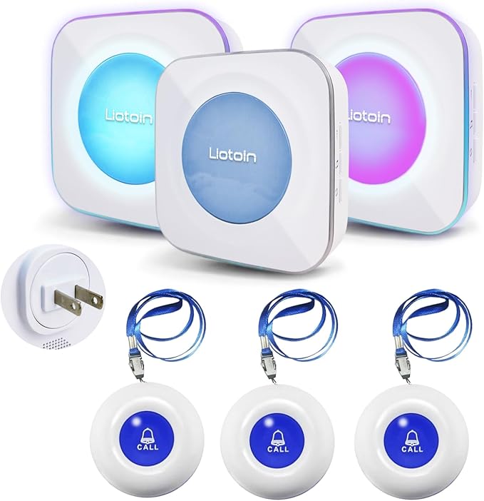 LIOTOIN Wireless Caregiver Pagers Call Button Nurse Alert System Call Bell Call by Liotoin