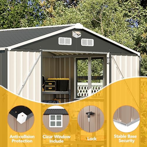 8x6ft outdoor storage shed, tool shed with sloping, side view