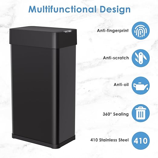 Arlopu 18.5 Gal Automatic Trash Can, 70 Stainless Steel Motion Sensor Garbage - Image 9