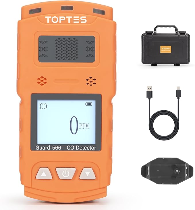 TopTes Guard-566 Portable Carbon Monoxide Detector, Rechargeable CO Detector by TopTesToolsforHomeSafety