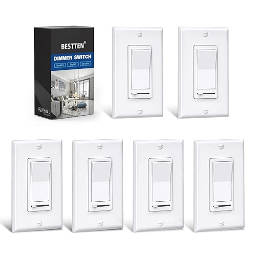 BESTTEN 6 Pack Dimmer Light Switch, LED Dimmer Switch, Single-Pole or 3-Way by BESTTEN