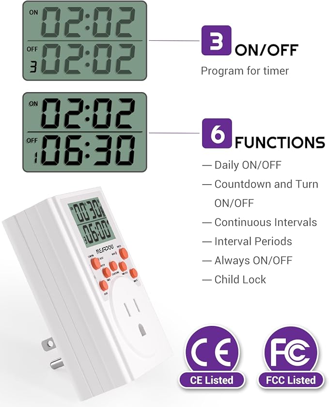 Timer Outlet, Nearpow Multifunctional Infinite Cycle Programmable Plug-in - Image 2