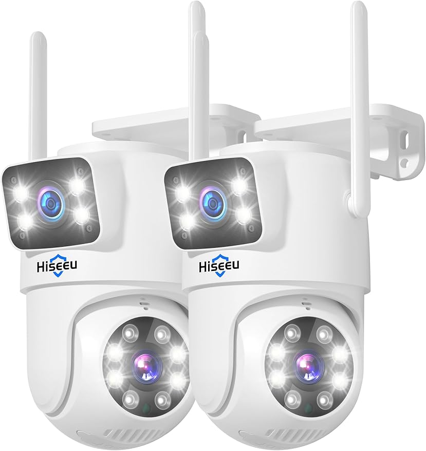 Hiseeu 2 Pack Wireless Security Camera 5G/2.4G WiFi Dual Lens PTZ Camera by Hiseeu